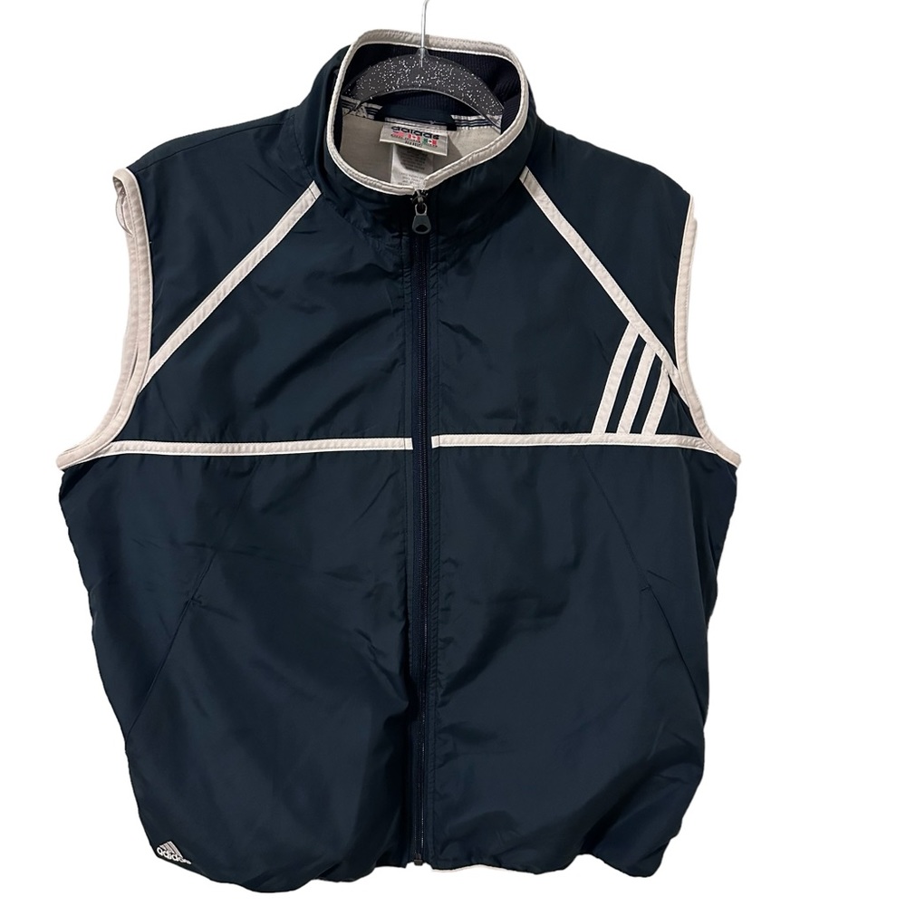 Vintage Y2K‎ Men’s Adidas Full Zip Vest Size XL Blue Pockets Golf